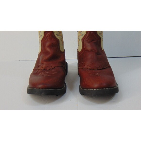 Old West Cowboy Boots Leather Upper Size 10 Brown / Tan Western Boy Girl KIDS - Picture 2 of 11